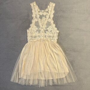 Vintage Sheer Lace Crochet Babydoll Top Ivory Medium Boho Fairycore Penny Lane